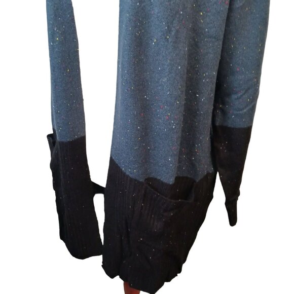 Love Ellie, Size L, Teal & Black Colorblock Knit Duster‎ Cardigan with Pockets - Picture 3 of 13